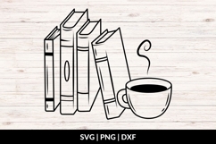 Hand Drawn Books And Coffee Mug SVG Product Image 1
