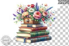 Books Flowers Sublimation- Clipart PNG Design Product Image 1