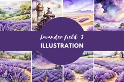 Lavender Field Watercolor Painting Product Image 1