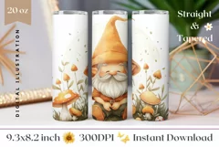 Autumn Gnome Tumbler Wrap, Cute Gnome Sublimation Tumbler Product Image 1
