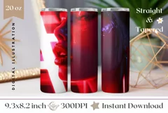Glossy Lips Tumbler Wrap, Neon Lights Tumbler Sublimation Product Image 1
