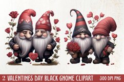 Black Gnome Valentines Day Clipart, Valentines Clipart Product Image 2