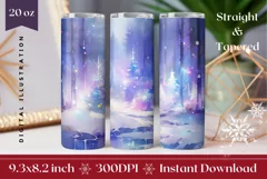 Christmas Tumbler Wrap, Watercolor Forest Sublimation Design Product Image 1