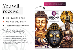 Golden Buddha Clipart, Happy buddha, Meditative, Sitting Product Image 2