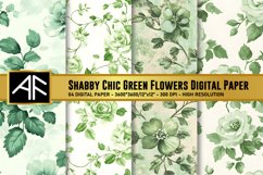 Shabby Chic Green Flower Digital Paper Product Image 1