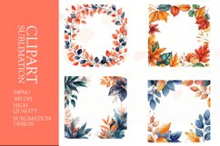 Watercolor wearth frame sublimation clipart png Product Image 1