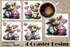 Happy Easter Square Coaster Sublimation. Funny sheep Product Image 1