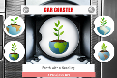 Car Coaster Earth with a Seedling Product Image 1