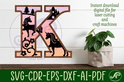Unicorns Large K wall Letter 3 layer sign Product Image 1