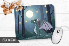 Enchanting Dragon in a Moonlit Forest Mouse Pad PNG Design Product Image 1