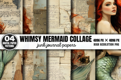 Whimsy Mermaid Collage Journal Paper PNG Product Image 1