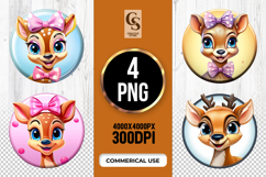 Cute Baby Deer With Bow Clipart Sublimation PNG Product Image 1