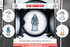 Grumpy Rainy Day Ghost Art Car Coaster Product Image 1