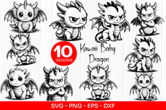Kawaii Baby Dragon Clipart SVG PNG Product Image 1