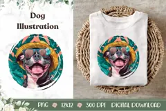 Summer Staffordshire Terrier Dog llustration PNG Product Image 1
