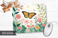 Butterfly and Blooms Nature Themed Mouse Pad PNG Design Product Image 1