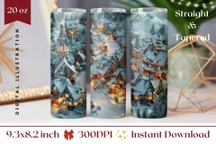 3D Christmas Tumbler Wrap, 3D Winter Tumbler Design Product Image 1