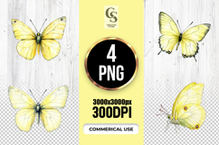 Yellow Watercolor Butterfly Clipart Sublimation PNG Product Image 1