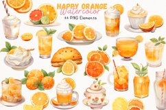 Happy Orange Watercolor 44 Cliparts Collection Product Image 1