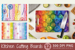 Rainbow Dandelions Cutting Boards sublimation Design Product Image 1