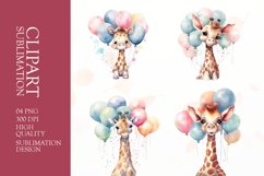 Watercolor nursery girrafe clipart sublimation png Product Image 1