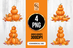 Stacked Pumpkin Arrangement Clipart Sublimation PNG Product Image 1