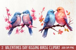 Valentine Kissing Birds Clipart, Valentine Couplet Product Image 1