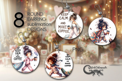 Good morning | 8 coffee Round earring sublimation designs Product Image 1