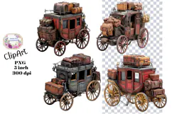 Stage Coach, Wagon, Western, Ephemera, PNG, Clipart Product Image 1