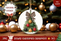 Leopard Christmas Bow Ornament, Christmas Tree Ornament Product Image 1