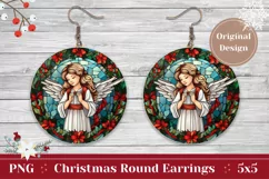 Christmas Angel Round Earring, Christmas Angel Sublimation Product Image 1