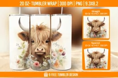 3D Highland Cow Tumbler Designs, Sublimation Wrap Product Image 1