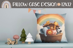 Rainbow Pillow Template, Cartoon Animals Pillowcase Product Image 1