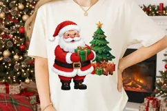Faux Yarn Santa Holding Presents Christmas Sublimation Png. Product Image 2