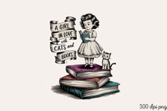 A GIRL WHO LOVES PNG, Book Lover Sublimation PNG Product Image 1