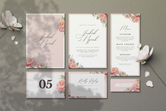 beautiful wedding card invitation set with peonies flower Product Image 1