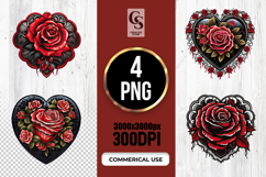 Gothic Rose Heart Illustration Clipart Sublimation PNG Product Image 1