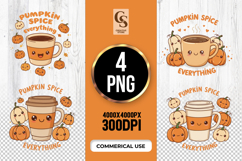 Pumpkin Spice Coffee Cup Clipart Sublimation PNG Product Image 1