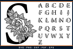 Rose Flower Monogram Letter SVG Laser Cut Files Product Image 1