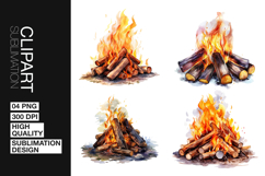 Campfire Flame Art Clipart PNG Product Image 1