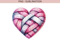 Valentine knitted heart png design for T-shirts Product Image 1