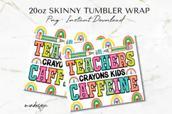 Teacher Crayons 20 oz Tumbler Wrap PNG Sublimation Design Product Image 2