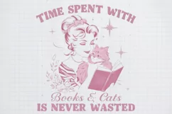 Retro Girl Quotes cats is never wasted PNG Sublimation Product Image 1