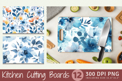 Pastel Blue Watercolor Floral Cutting Boards sublimation Des Product Image 1