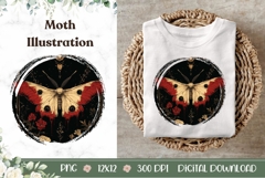 Celestial Red Moth Illustration, Celestial Moth PNG Product Image 1