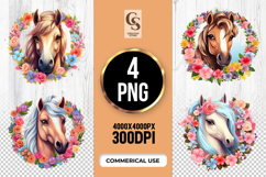 Floral Horse Clipart Sublimation PNG Product Image 1