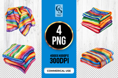 Colorful Mexican Blanket Watercolor Clipart Sublimation PNG Product Image 1