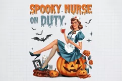 Vintage Halloween Nurse Spooky nurse on duty PNG Product Image 2