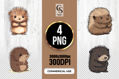 Cute Baby Hedgehog Clipart Sublimation PNG Product Image 1