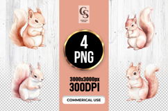 Cute Squirrel Watercolor Clipart Sublimation PNG Product Image 1
